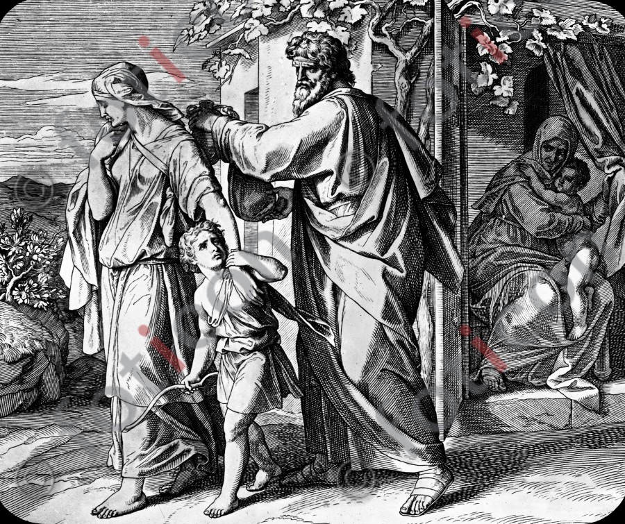 Vertreibung Ismaels und seiner Mutter | Expulsion of Ishmael and his mother  (foticon-simon-045-sw-024.jpg)